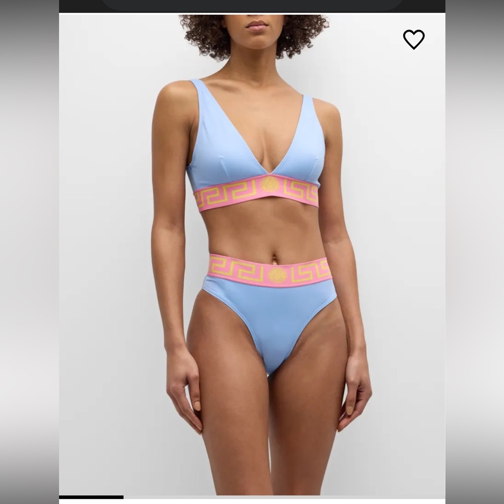 Versace greca Border Triangle Bikini Top